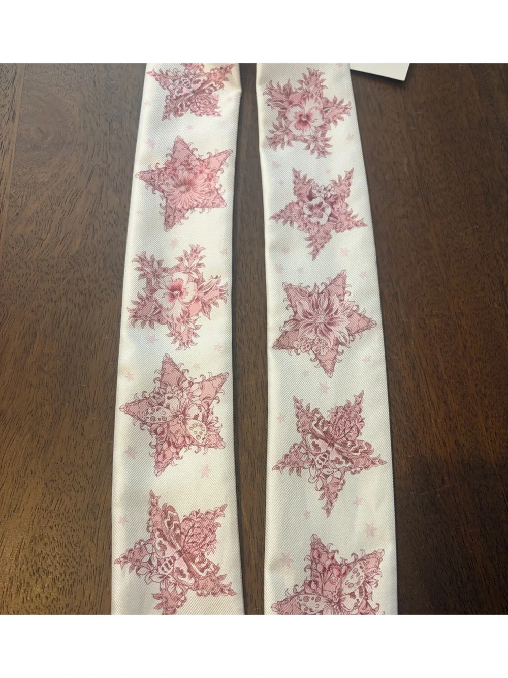CHRISTIAN DIOR NWT Lucky Star Silk Mitzah Scarf Twilly Twill Pink White